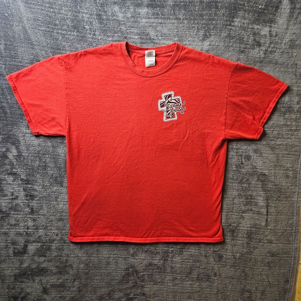 Sassy Grass Shirt Size XL Women's Red Short Sleeve Casual Praise